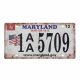 Metal number plate USA MARYLAND